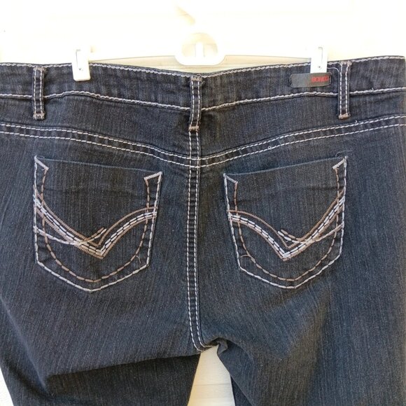Bongo Plus 20W Straight Leg Jeans Black Denim Contrast Thick Stitch Stretch Y2K - Picture 4 of 6